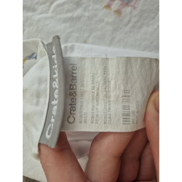 Crate & Barrel Kids Robot Flat Fitted Twin Sheet Set Organic Cotton - Picture 9 of 10